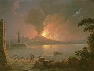 Näkymä Vesuvius-vuoren purkautumisesta